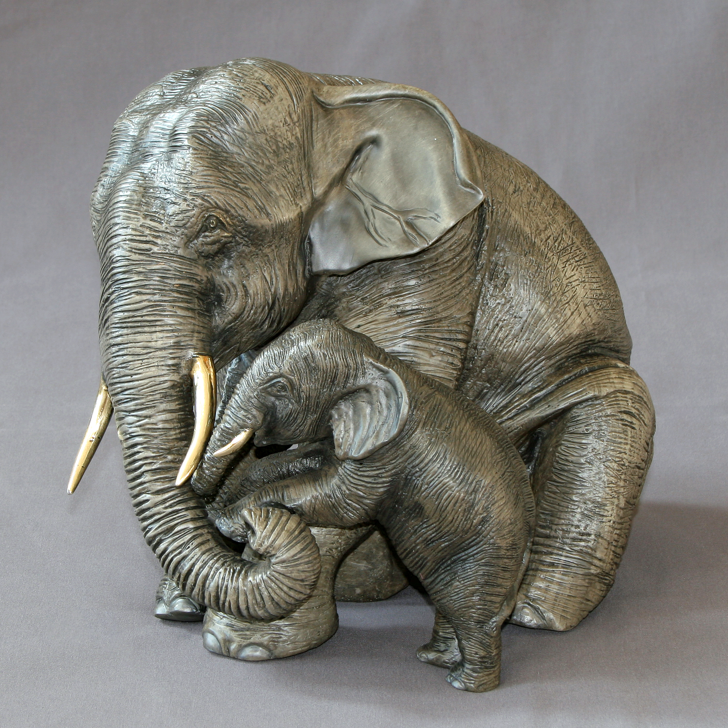Mother and Baby Elephant Figurines
