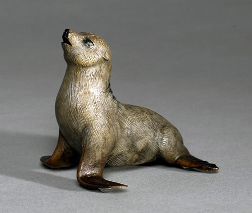 Sealena the Seal – Bronze sculpture by Barry Stein; bronze frogs ...